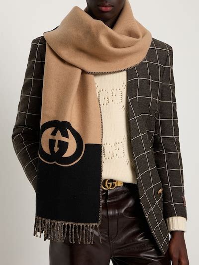 sciarpa gucci uomo beige|Sciarpa in cashmere gg .